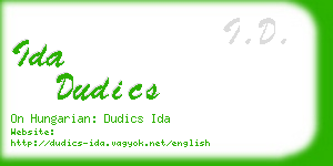 ida dudics business card